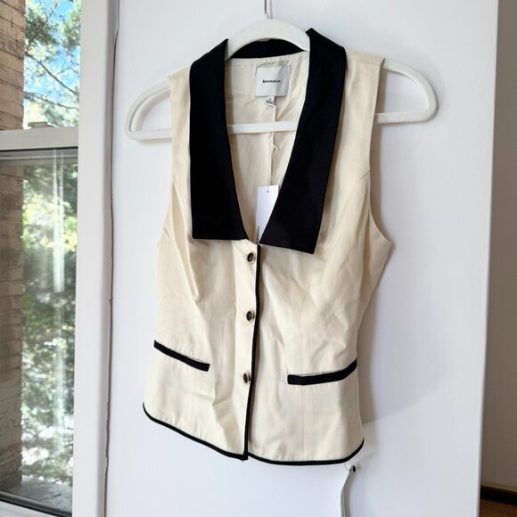 Reformation Tops - NWT Reformation Reba Top Vest Button Down Sleeveless Collar Cream Black